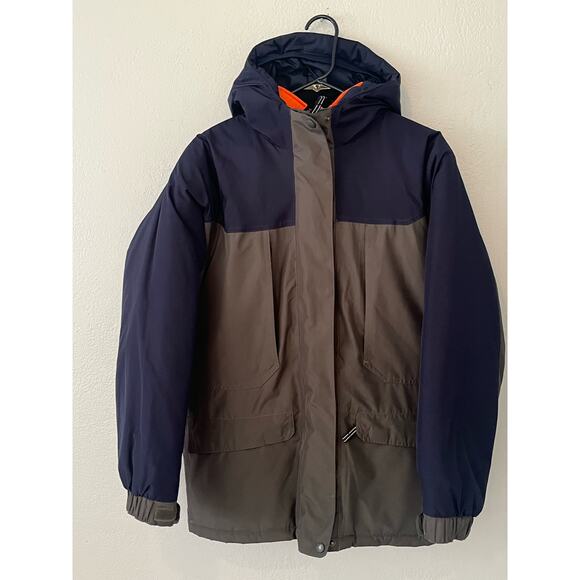 Women's Lands' End Green/Navy Parka w/Orange removable insulated Coat Size Large - Picture 1 of 4